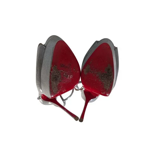 Christian Louboutin - Aqua Blue Metallic Platform "Botticella Alta" Strappy Pum - Picture 5 of 5